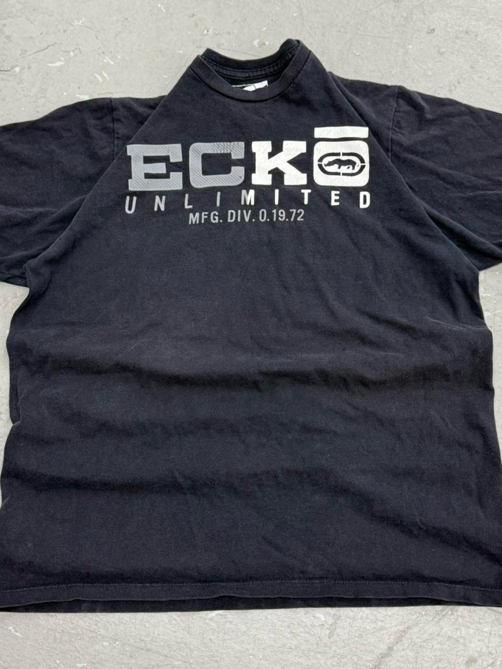 Ecko Unlimited Black Short Sleeve Logo Tee with Silver Print